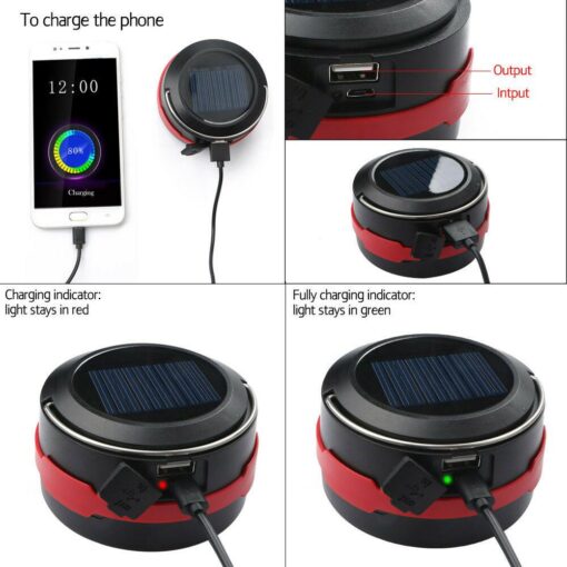 3W Collapsible LED Rechargeable Solar Camping Lantern Lamp - Image 7