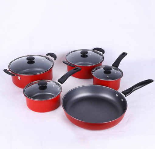 5PCS Red Cookware Set Nonstick Pots & Pans - Image 2