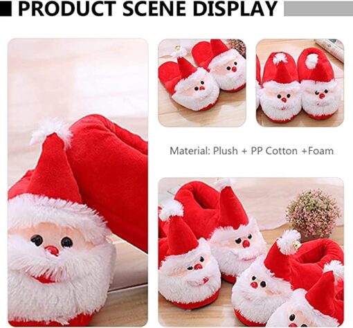 Santa Slippers Christmas Anti-Skid Sole Winter Furry Slipper - Image 5