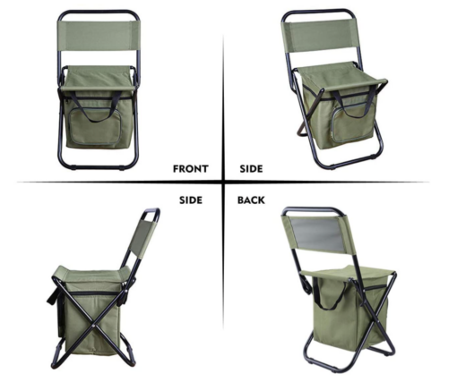 Foldable Camping Chair with Cooler Bag Compact Fishing Stool - Image 4