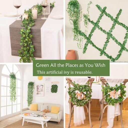 12 Packs Artificial Greenery Garland Fake Ivy Vine Hanging Plants Leaf Garland - Image 2