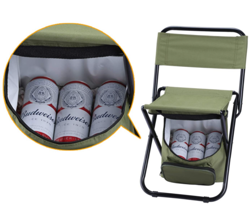 Foldable Camping Chair with Cooler Bag Compact Fishing Stool - Image 5