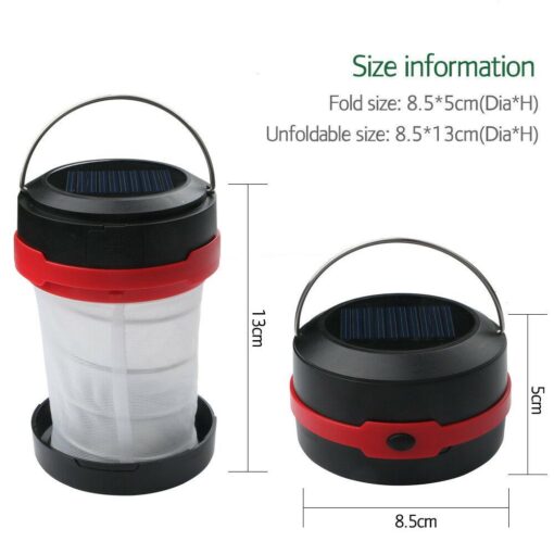 3W Collapsible LED Rechargeable Solar Camping Lantern Lamp - Image 6