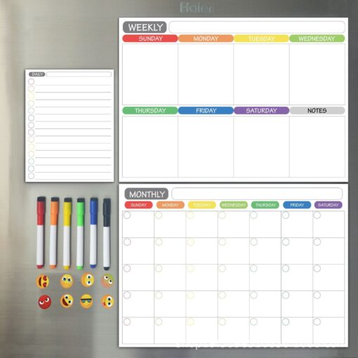 Magnetic Monthly Planner Dry Erase Refrigerator  Calendar Board with 6 Markers - Image 5