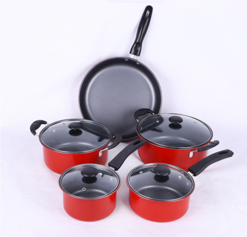 5PCS Red Cookware Set Nonstick Pots & Pans