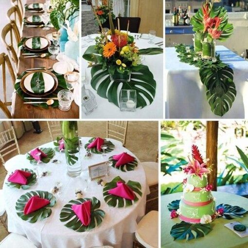 60 Pcs 6 Kinds Artificial Palm Leaves Tropical Plant Safari Leaves - Image 8