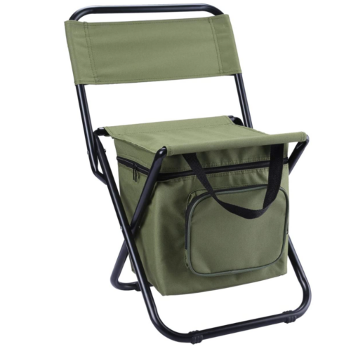 Foldable Camping Chair with Cooler Bag Compact Fishing Stool