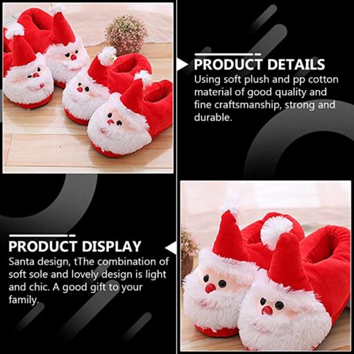 Santa Slippers Christmas Anti-Skid Sole Winter Furry Slipper - Image 3