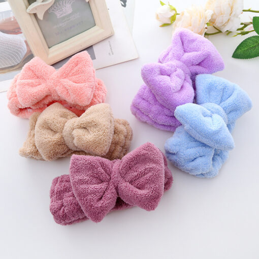 Bowknot Elastic Coral Plush Headband - Image 5