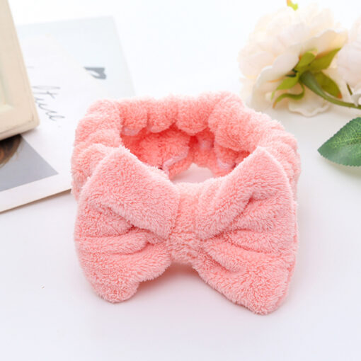 Bowknot Elastic Coral Plush Headband - Image 8