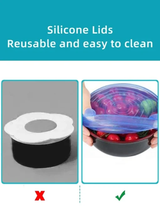 6pcs Silicone Reusable Stretch Lids - Image 3