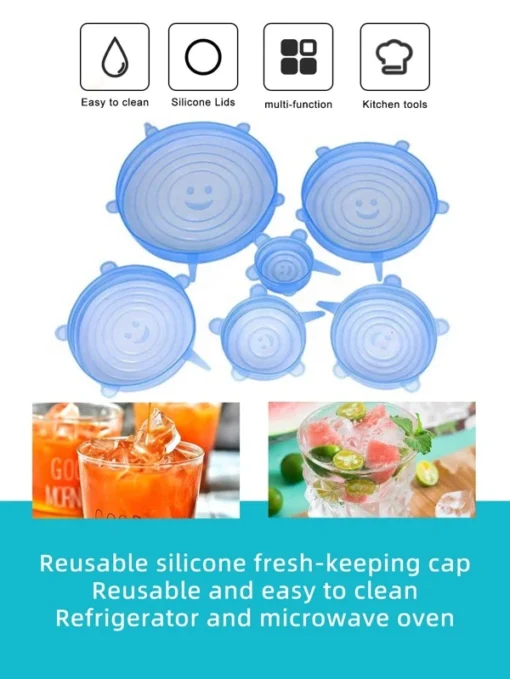 6pcs Silicone Reusable Stretch Lids - Image 4