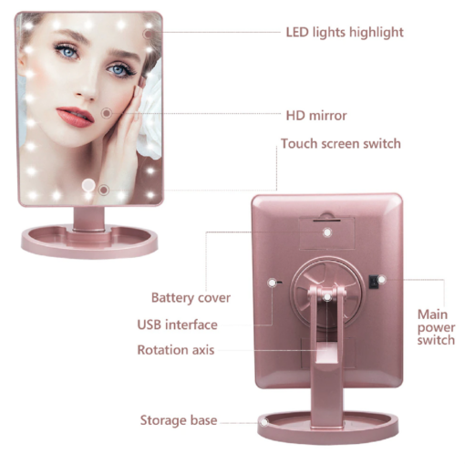 22 LED makeup mirror with optional X10 magnification mirror - Image 5