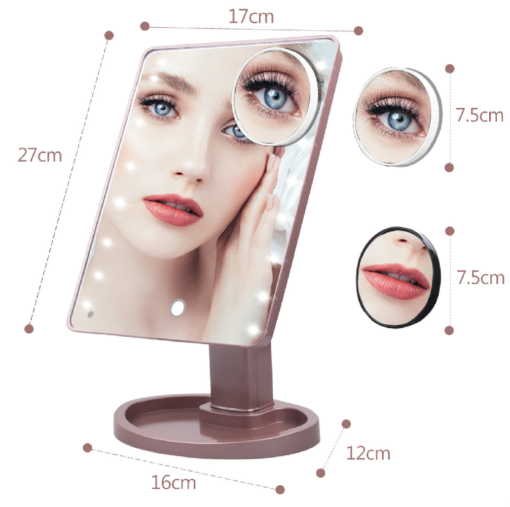 22 LED makeup mirror with optional X10 magnification mirror - Image 13