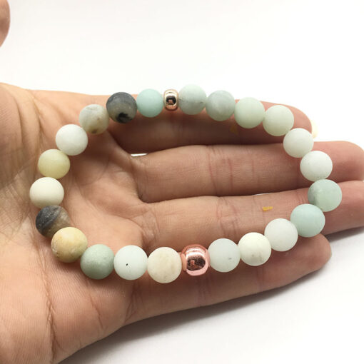 Natural Matte Amazonite Round Loose Beads Bracelet Jewelry - Image 5