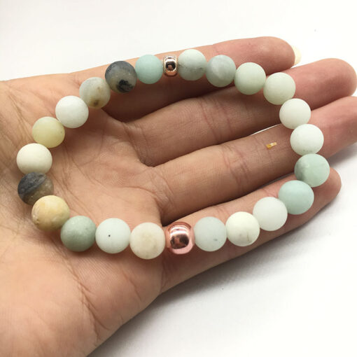 Natural Matte Amazonite Round Loose Beads Bracelet Jewelry - Image 6