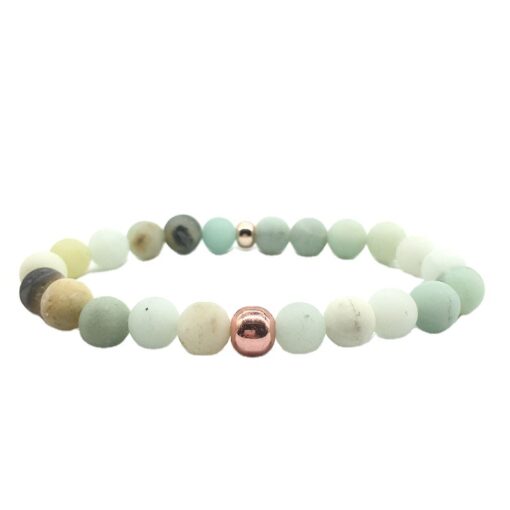 Natural Matte Amazonite Round Loose Beads Bracelet Jewelry - Image 2