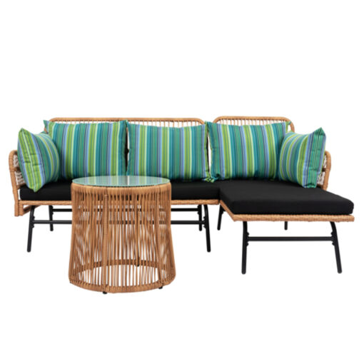 Outdoor 3 Piece Sectional Rattan Set Patio Furniture - Image 7