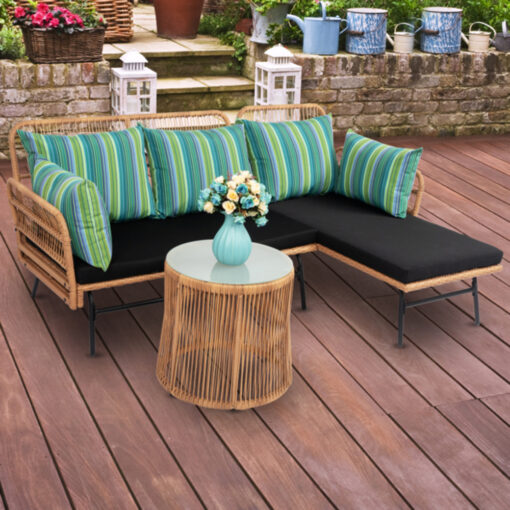 Outdoor 3 Piece Sectional Rattan Set Patio Furniture - Image 16