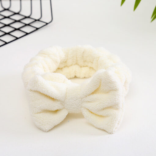 Bowknot Elastic Coral Plush Headband - Image 10