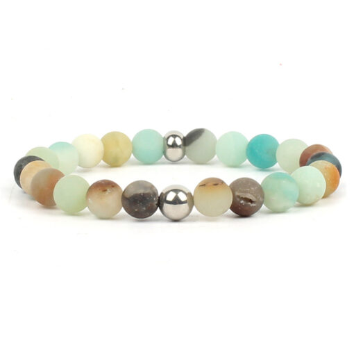 Natural Matte Amazonite Round Loose Beads Bracelet Jewelry - Image 3