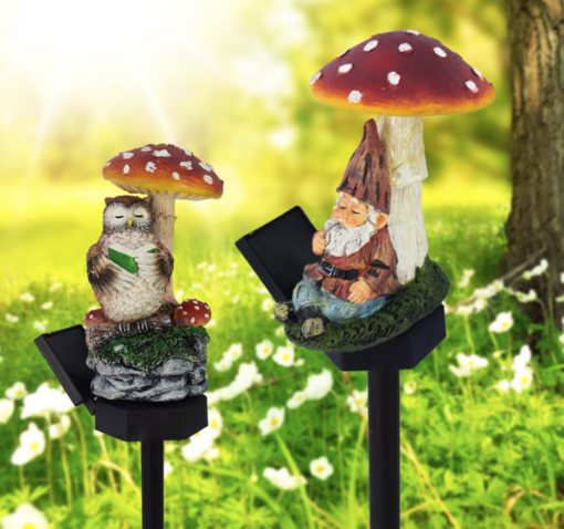 Outdoor Mushroom Owl Shaped Solar Light - Image 2