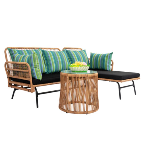 Outdoor 3 Piece Sectional Rattan Set Patio Furniture - Image 37