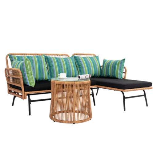 Outdoor 3 Piece Sectional Rattan Set Patio Furniture - Image 38