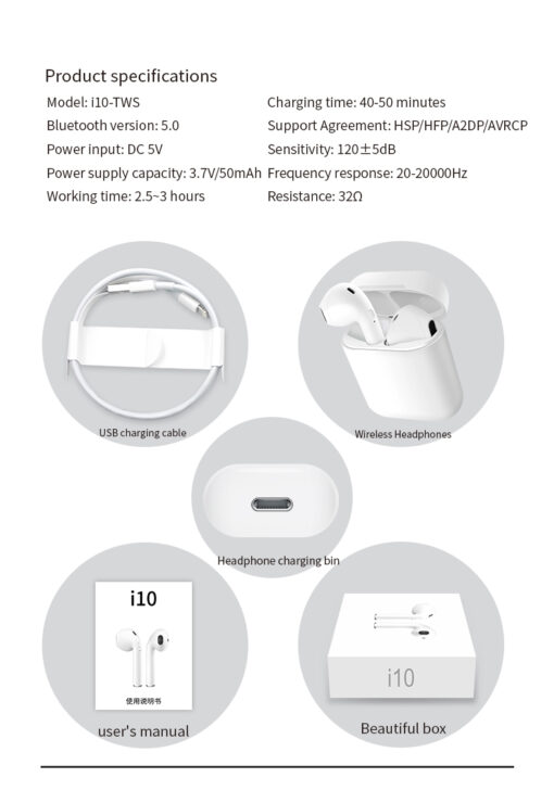 i10 Wireless Earbuds & Charge Case - Image 4