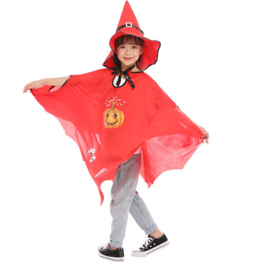 Halloween Pumpkin Cloak with Wizard Hat - Image 12