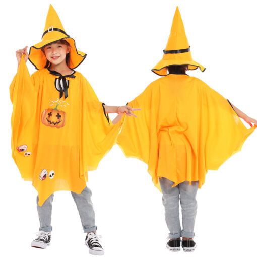 Halloween Pumpkin Cloak with Wizard Hat - Image 16