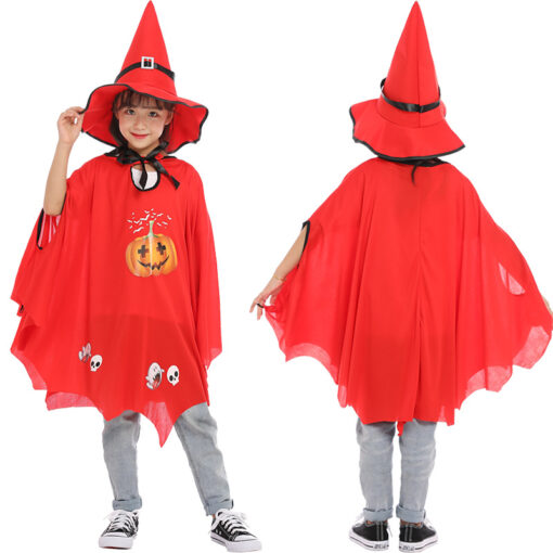 Halloween Pumpkin Cloak with Wizard Hat - Image 17