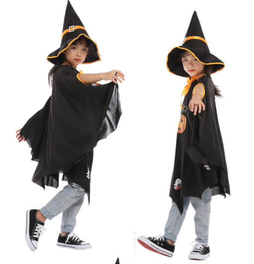 Halloween Pumpkin Cloak with Wizard Hat - Image 20