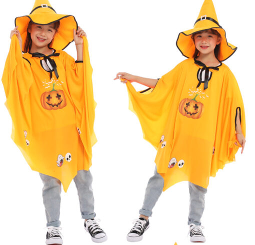 Halloween Pumpkin Cloak with Wizard Hat - Image 21