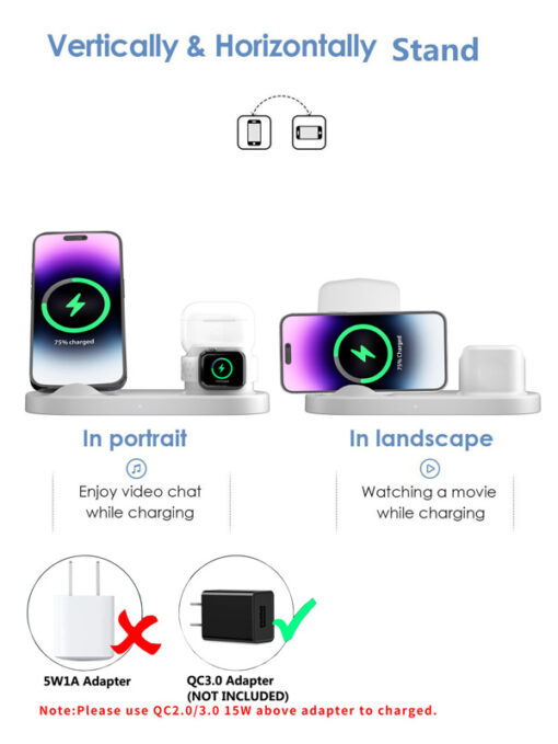 15W 3 in 1 Wireless Quick Charging Holder - Image 5