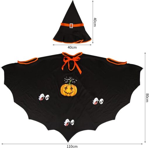 Halloween Pumpkin Cloak with Wizard Hat - Image 10