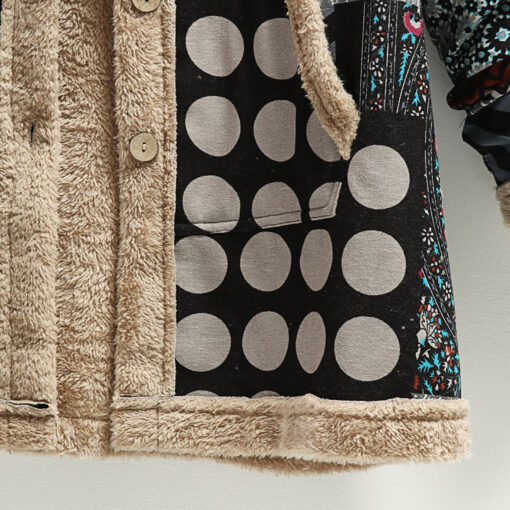 Winter Cardigan Print Hooded Vintage Coats - Image 3