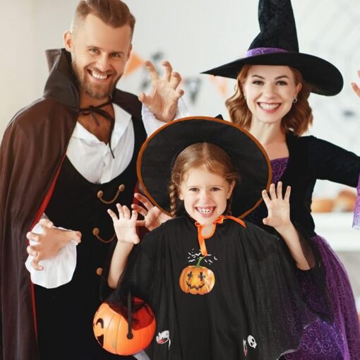 Halloween Pumpkin Cloak with Wizard Hat - Image 5