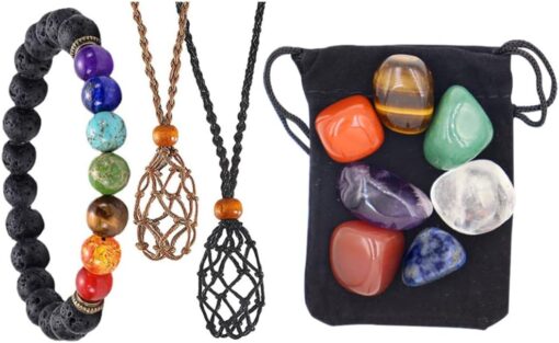 7 Chakra Healing Crystal Necklace and Bracelet Set - Image 5