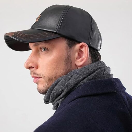 Adjustable Men's Leather Baseball Cap - Image 2