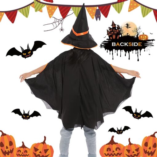 Halloween Pumpkin Cloak with Wizard Hat - Image 8