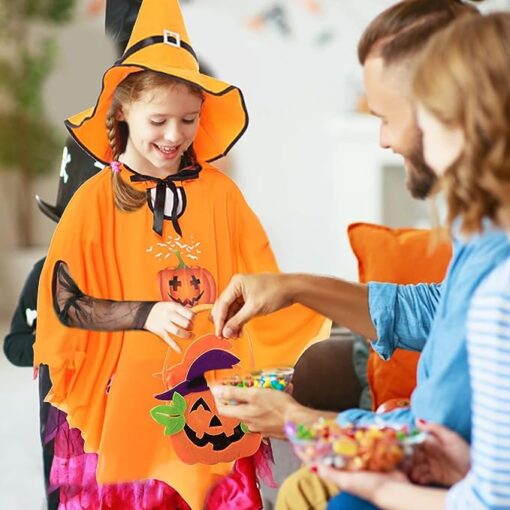 Halloween Pumpkin Cloak with Wizard Hat - Image 3