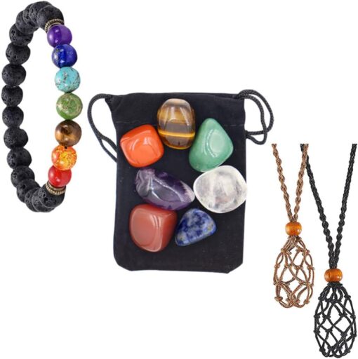 7 Chakra Healing Crystal Necklace and Bracelet Set - Image 7