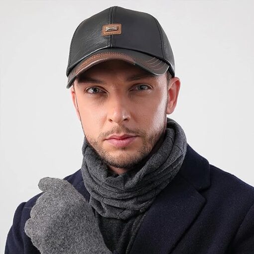 Adjustable Men's Leather Baseball Cap - Image 3