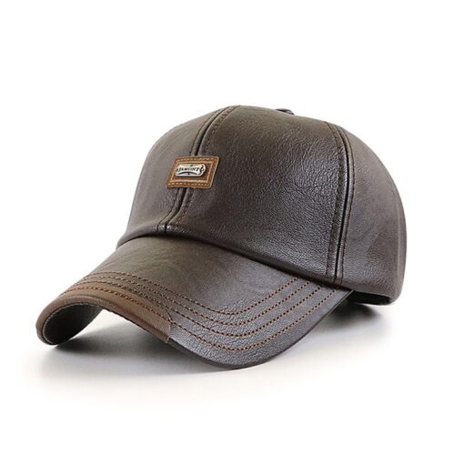 Adjustable Men's Leather Baseball Cap - Image 9