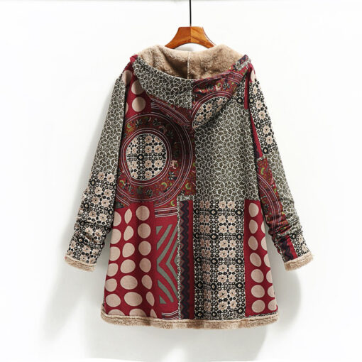 Winter Cardigan Print Hooded Vintage Coats - Image 16