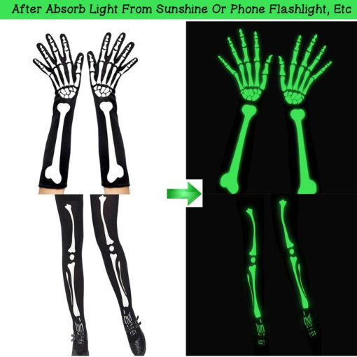 Halloween Skeleton Gloves Stockings Set