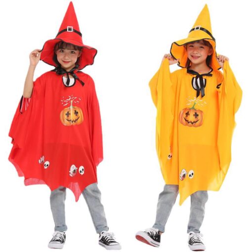 Halloween Pumpkin Cloak with Wizard Hat - Image 24