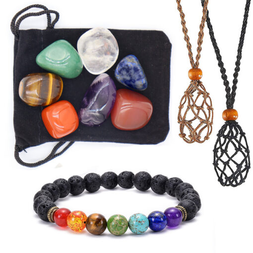 7 Chakra Healing Crystal Necklace and Bracelet Set - Image 17