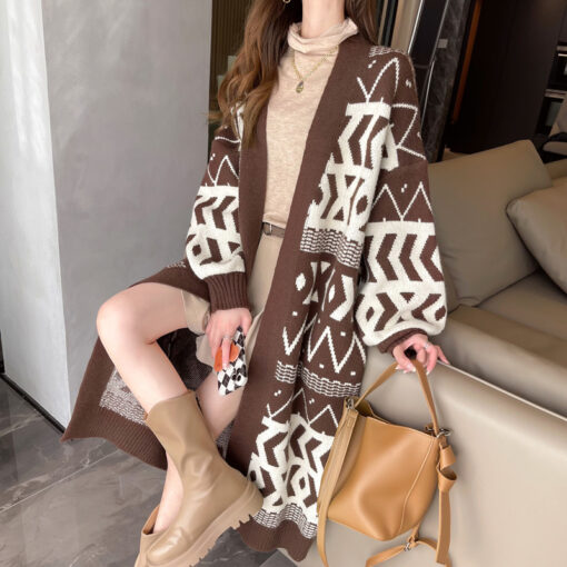 Geometric Oversized Knitted Cardigan - Image 12